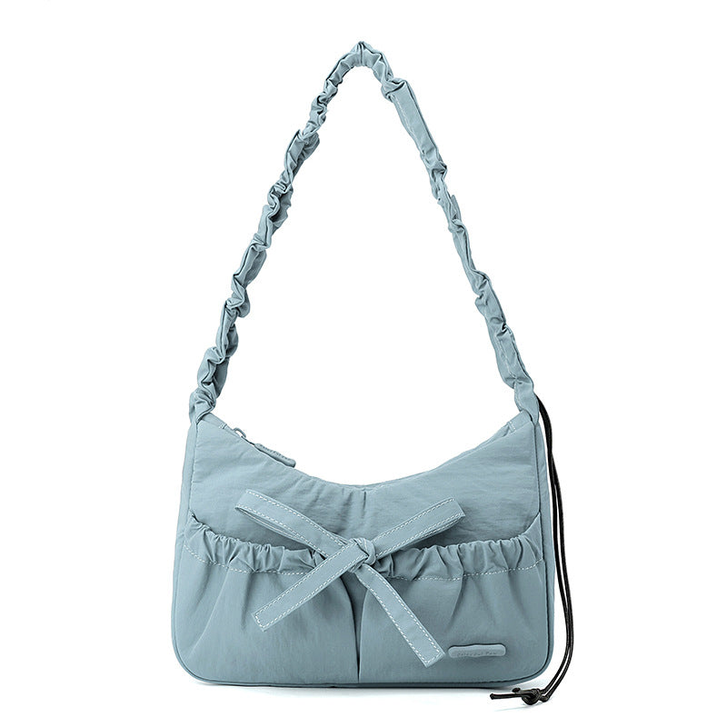 Women's Korean Ballet Style Drawstring Ruffle Bow Shoulder Bags