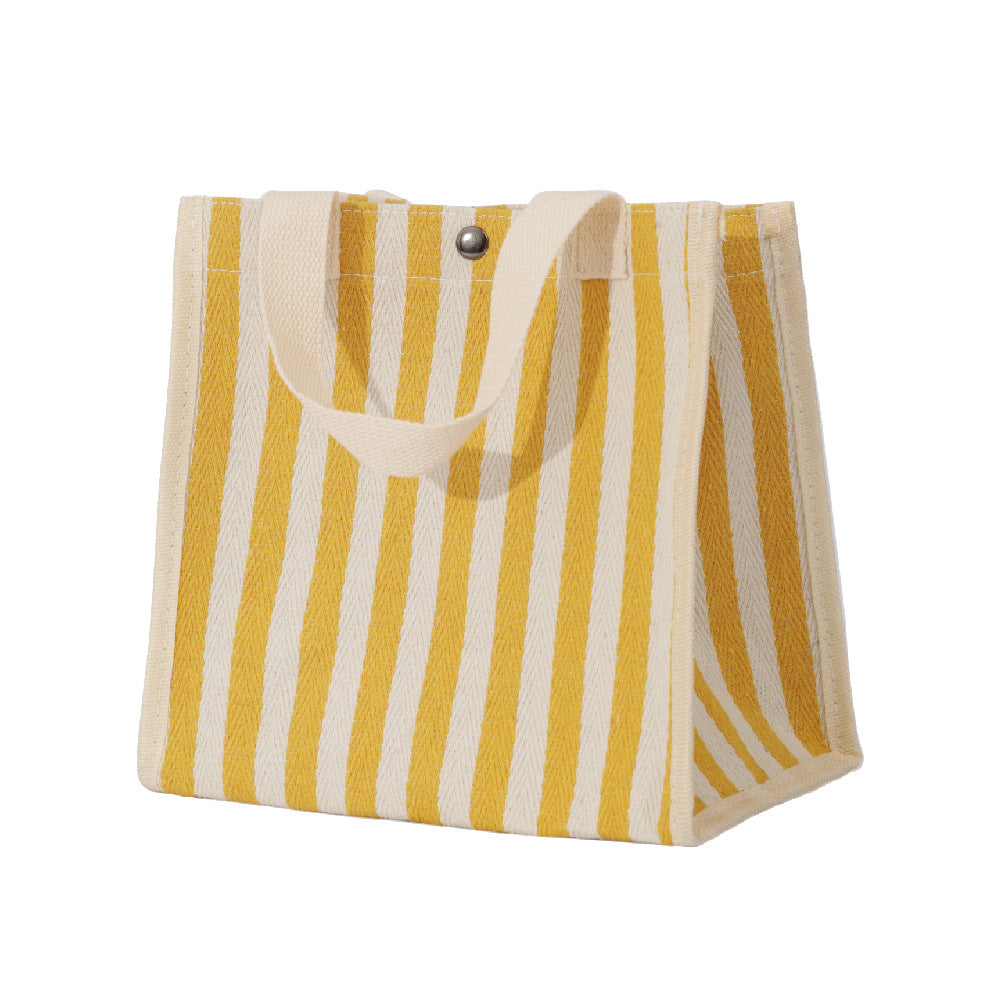 Striped Shopping Portable Thick Canvas Mom Handbags