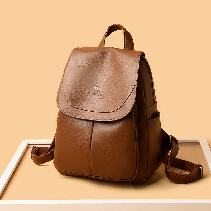 Women's Summer Fashion Soft Leather Large Capacity Backpacks