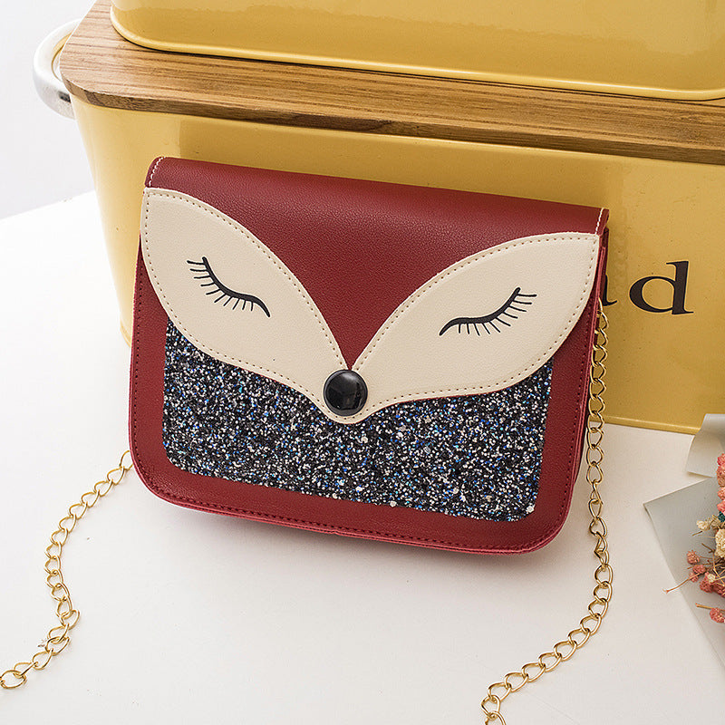 Women's Fox Fashion Color Contrast Sequined Shoulder Bags