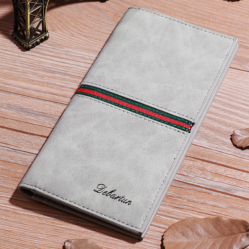 Men's Green Trendy Thin Long Patchwork Soft Men's Wallets