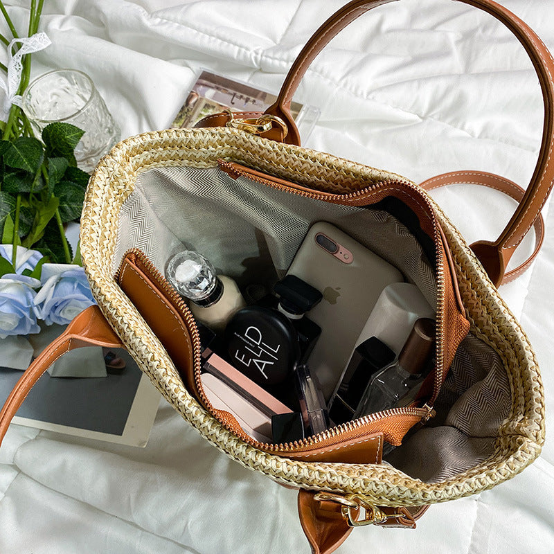 Summer Tide Woven Vegetable Basket Arc Handbags