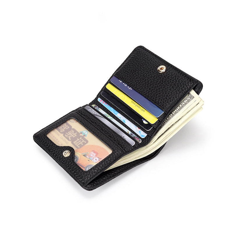 Women's Leather Short Fashion Full Cowhide Fold Purses