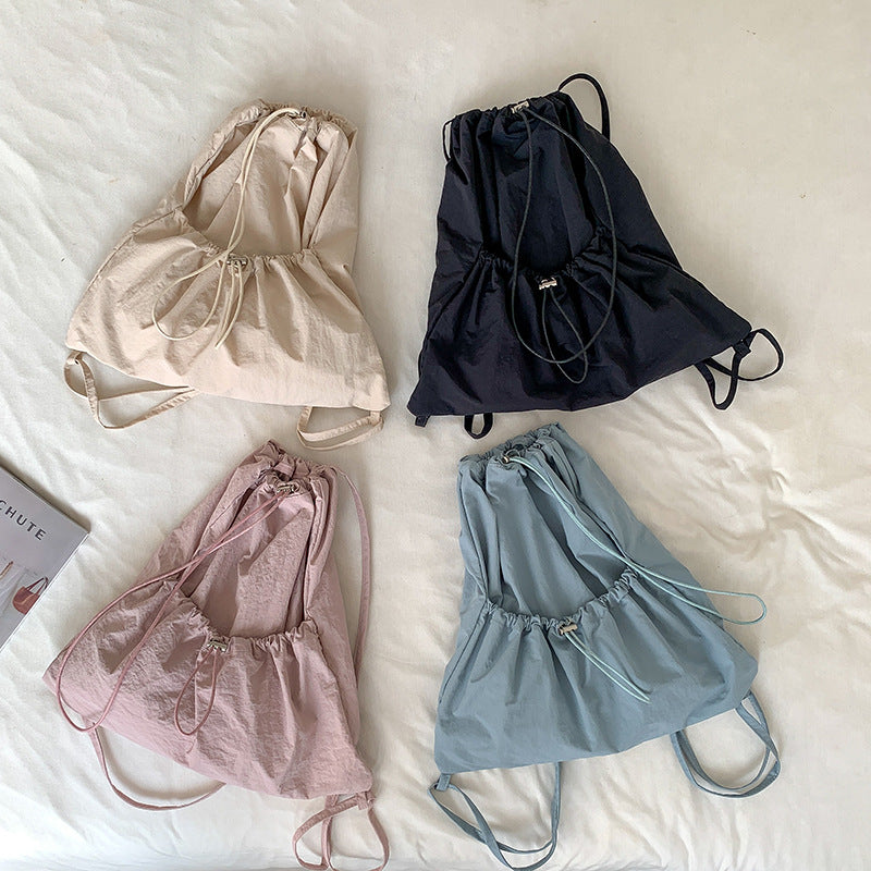 Niche High-grade Large Capacity Pleated Drawstring Backpacks