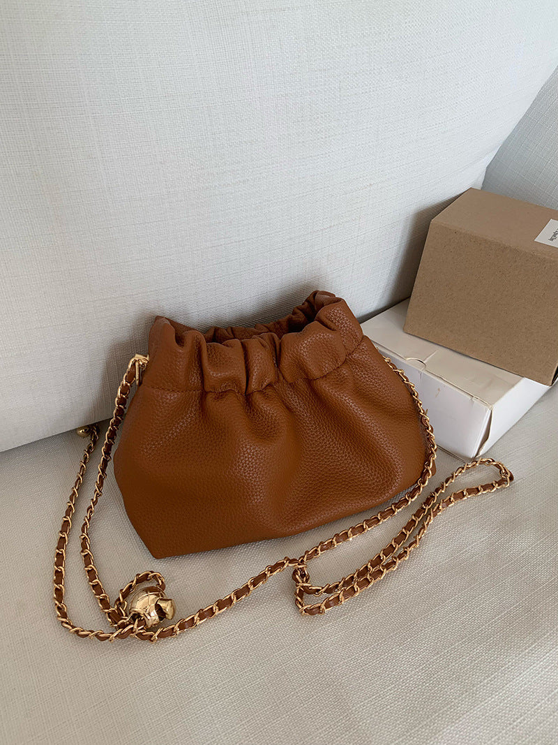 Women's Popular Textured Solid Color Versatile Chain Crossbody Bags