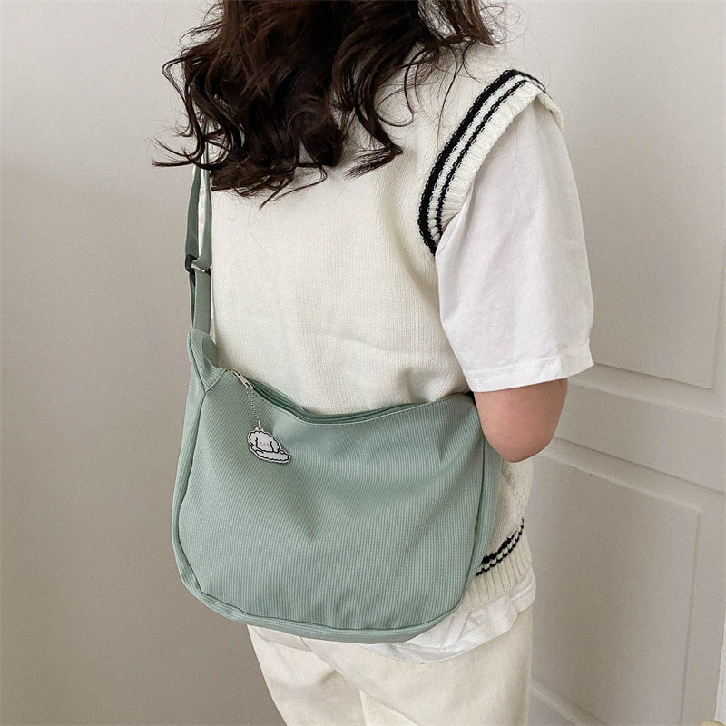 Women's Large Capacity Canvas Solid Color Simple Shoulder Bags