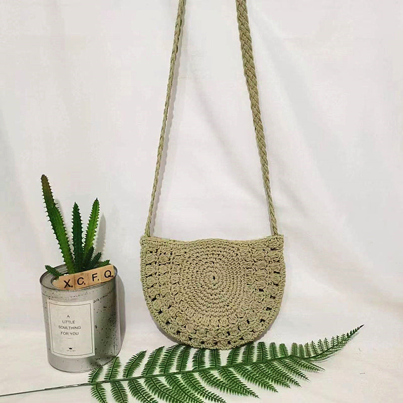 Women's Cotton Thread Woolen Yarn Woven Mori Style Shoulder Bags