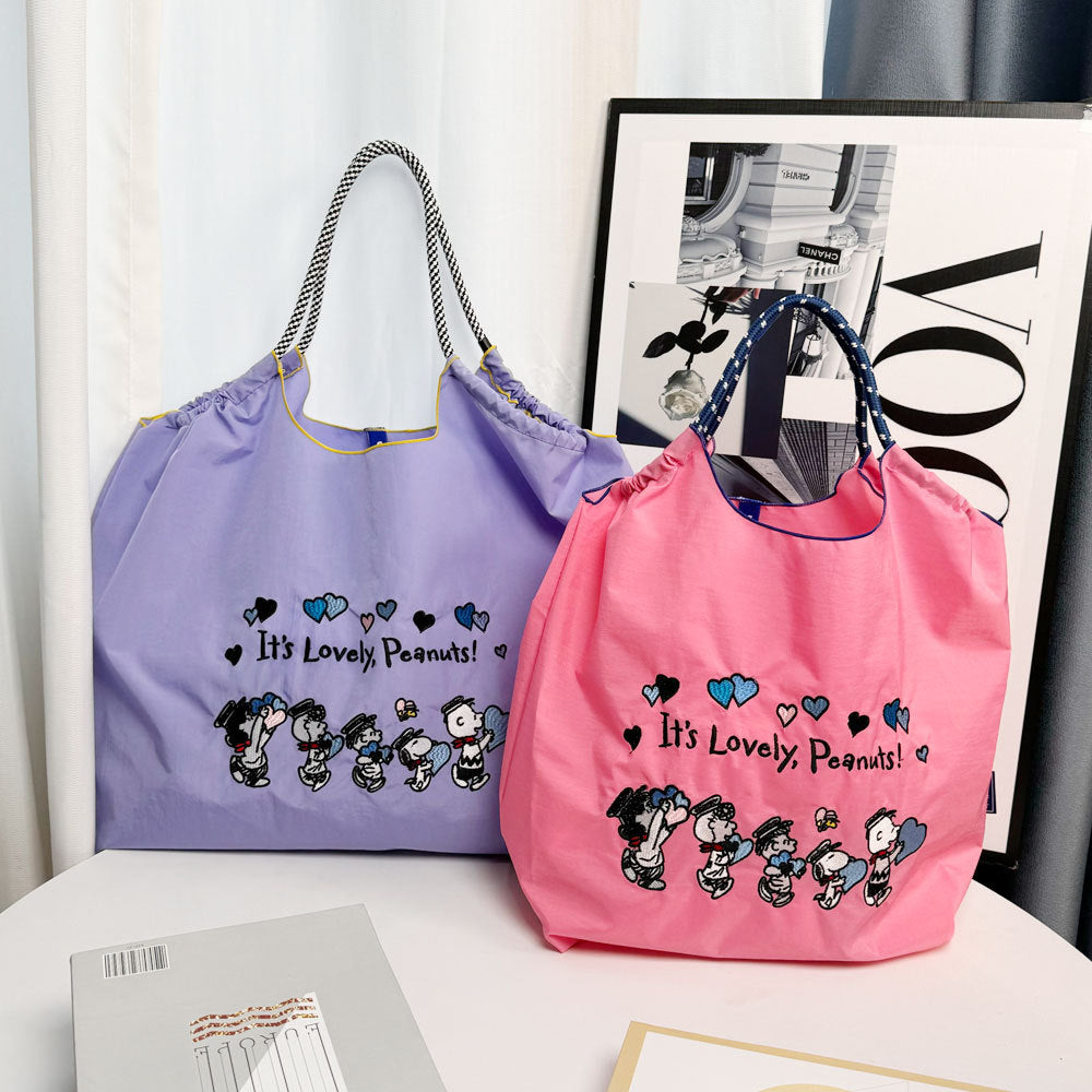 Cat Embroidered Shopping Large Capacity Nylon Bags