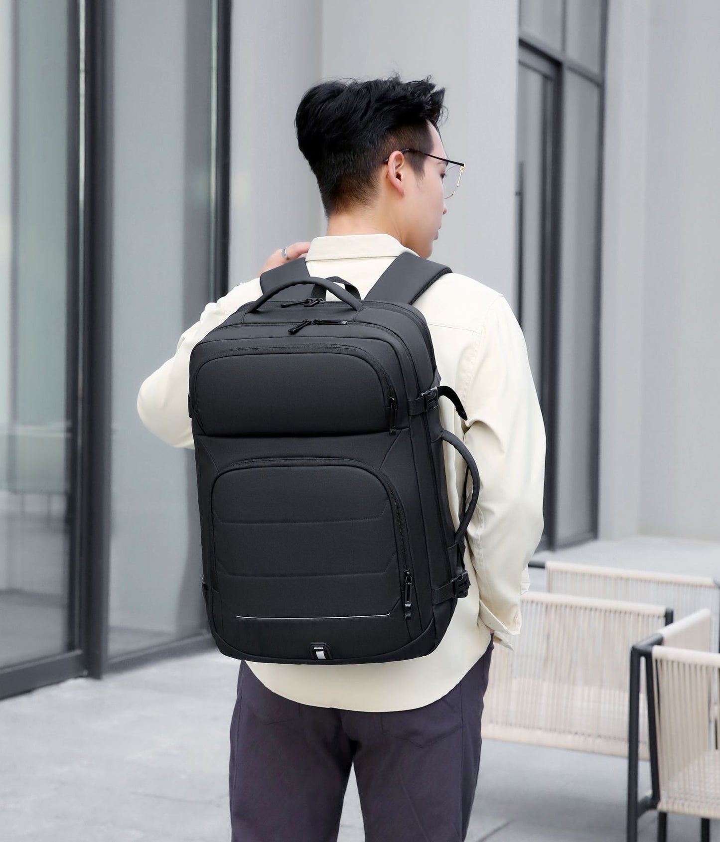 Men's Large Capacity Expansion Reflective Business Commute Backpacks