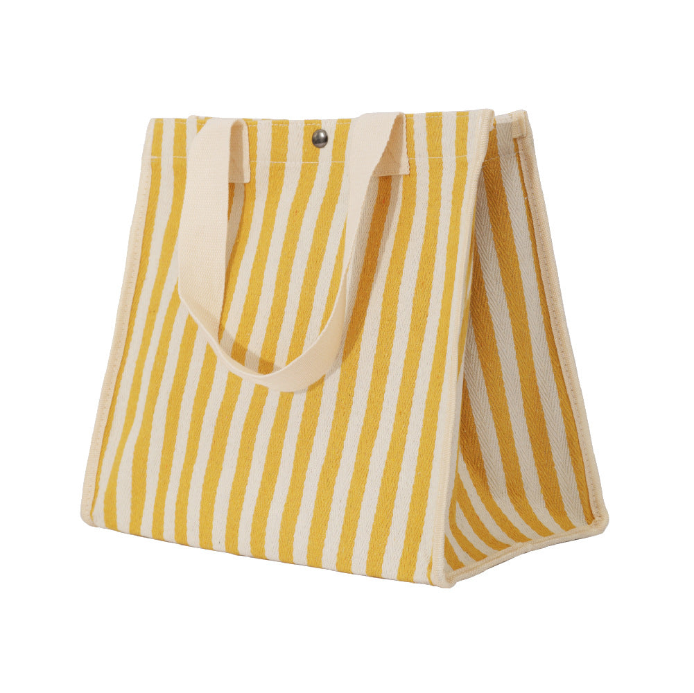 Striped Shopping Portable Thick Canvas Mom Handbags