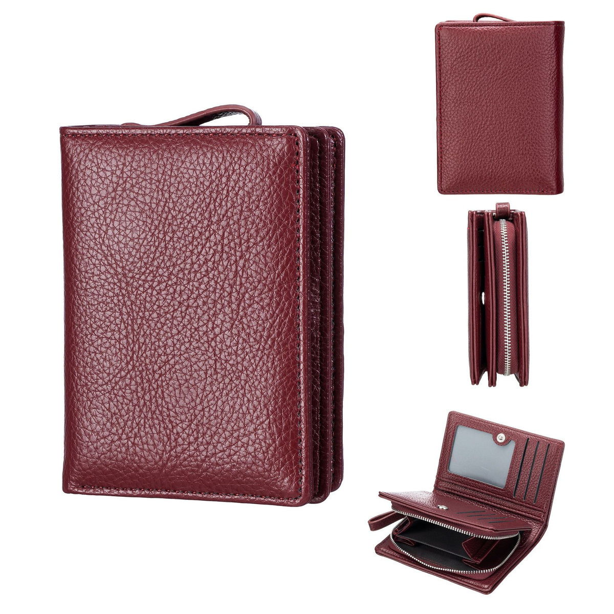 Women's Color Lychee Pattern Multiple Slots Soft Leather Ladies Wallet