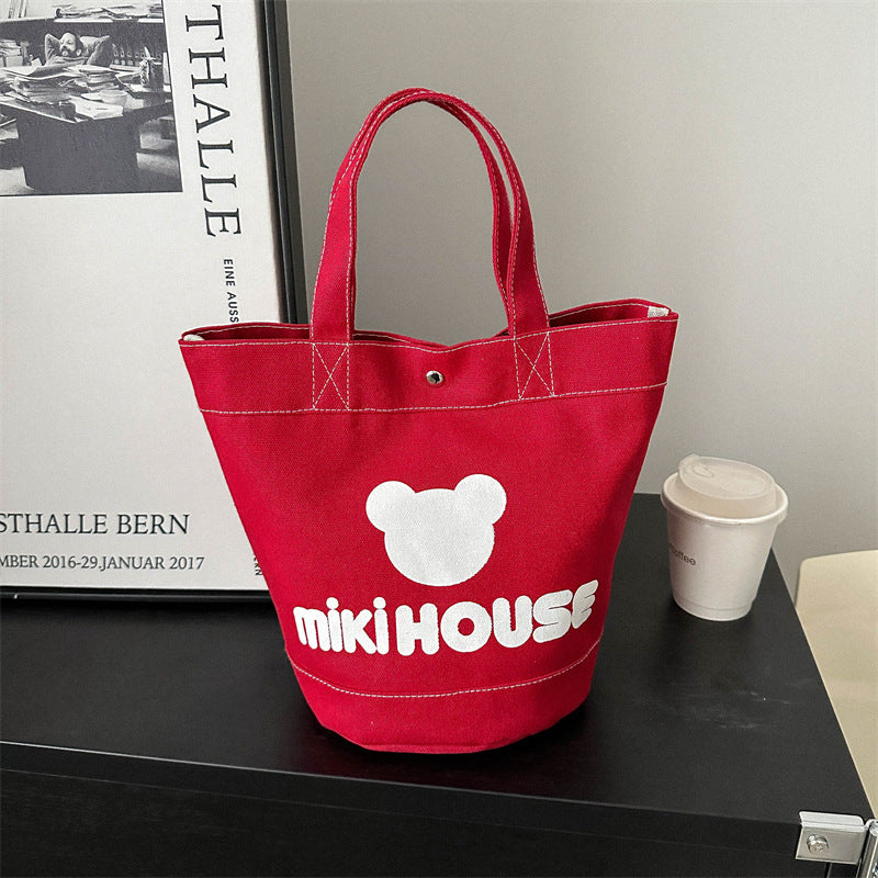 Canvas Printing Cartoon Letters Large Capacity Handbags