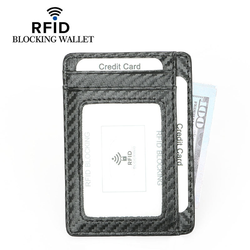 Women's Tracker Male Cowhide Carbon Fiber Pattern Card Holder
