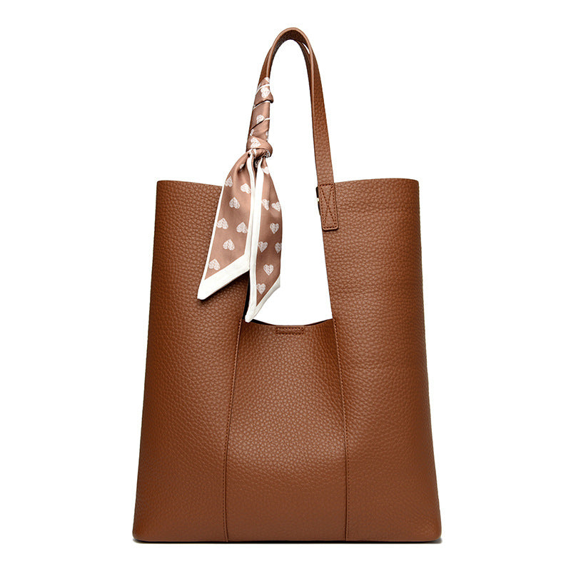 Women's Large Capacity Lychee Pattern Commuter Portable Shoulder Bags