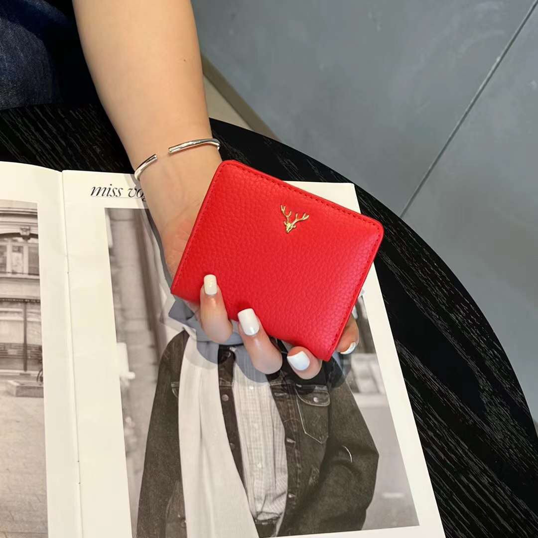 Women's Genuine Leather Antlers Short Fashion Full Cowhide Ladies Wallet