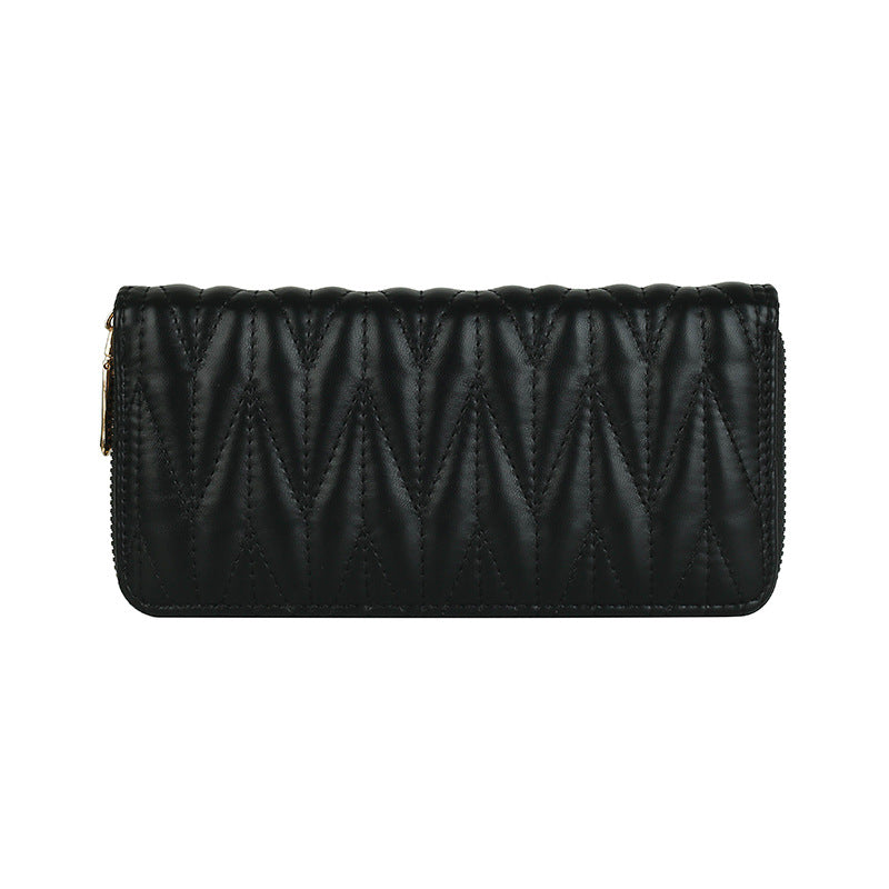 Women's Long Embroidery Thread Mobile Solid Color Ladies Wallets