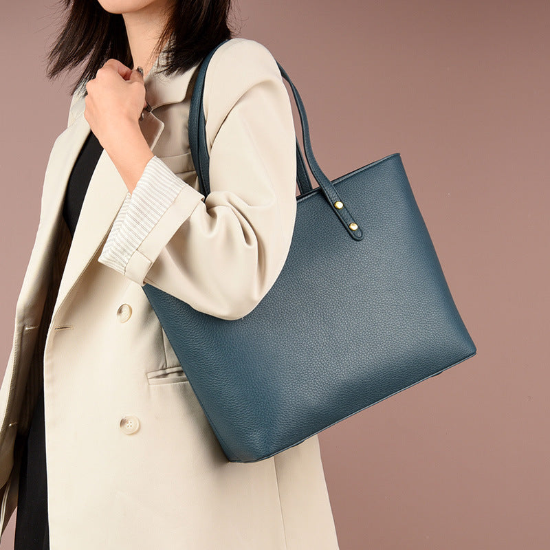 Women's Trendy Soft Leather Portable Large Commuter Shoulder Bags