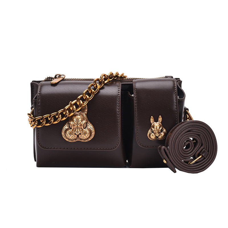 Women's Minority Fashion Haulage Motor Chain Rabbit Crossbody Bags