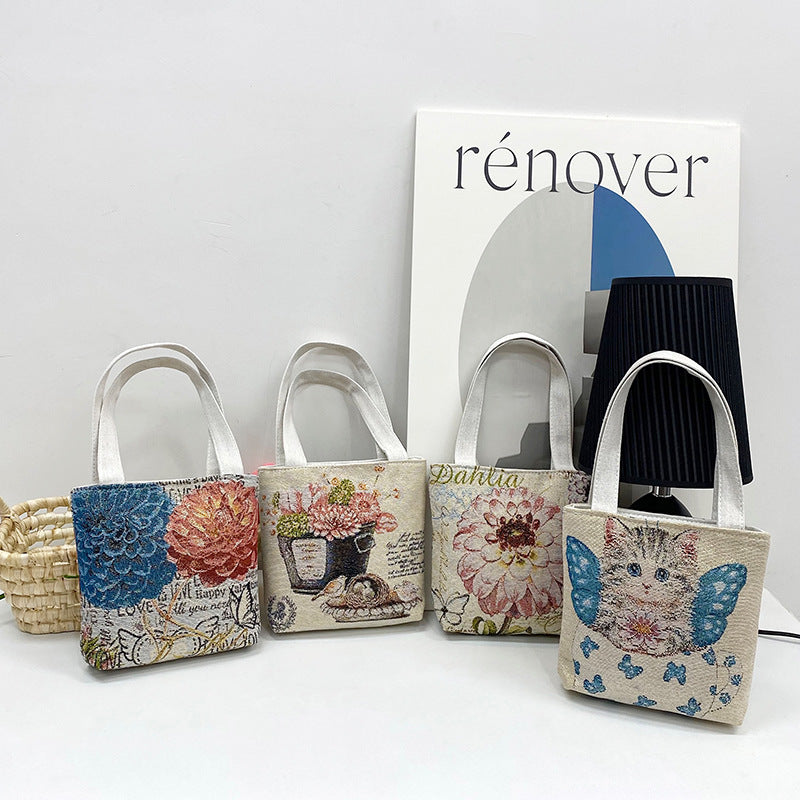 Gold Silk Double-sided Embroidered Ethnic Style Handbags