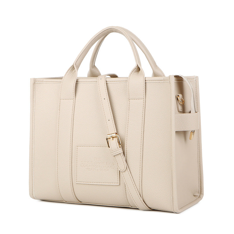 Women's Solid Color Letter Simple Large Shoulder Bags