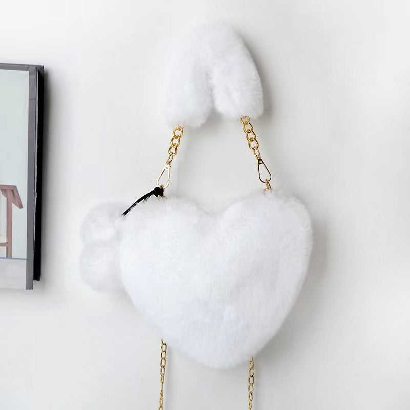 Women's Winter Versatile Korean Style Heart Shape Ball Handbags