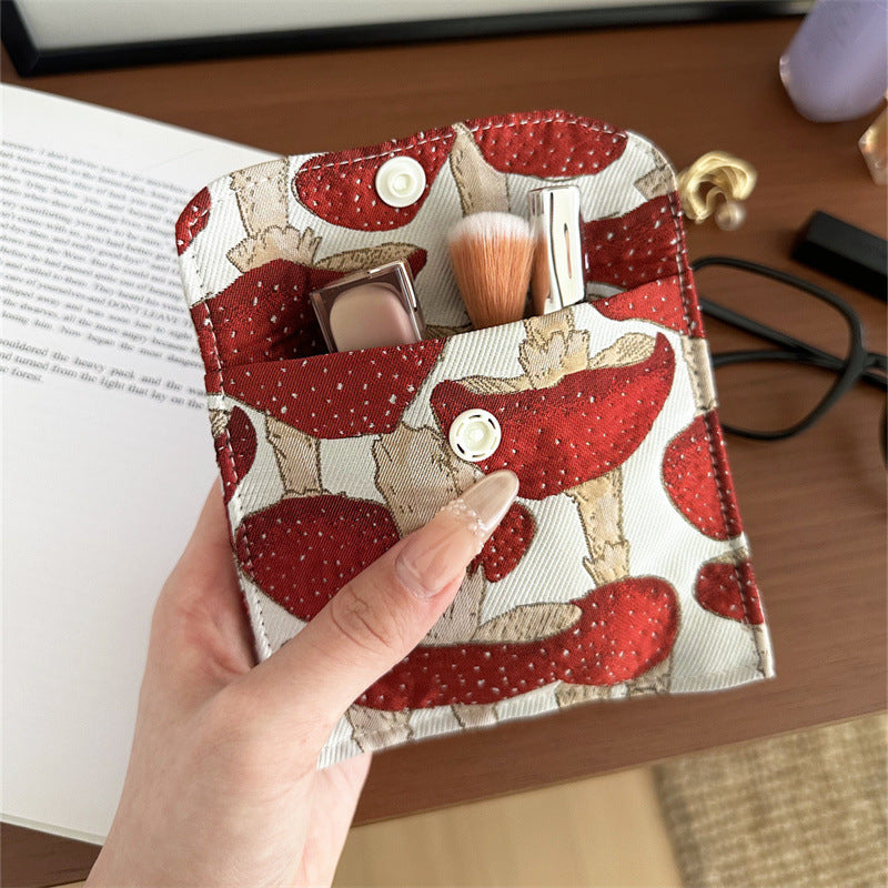 Portable Button Storage Liner Flip Lightweight Makeup Bag