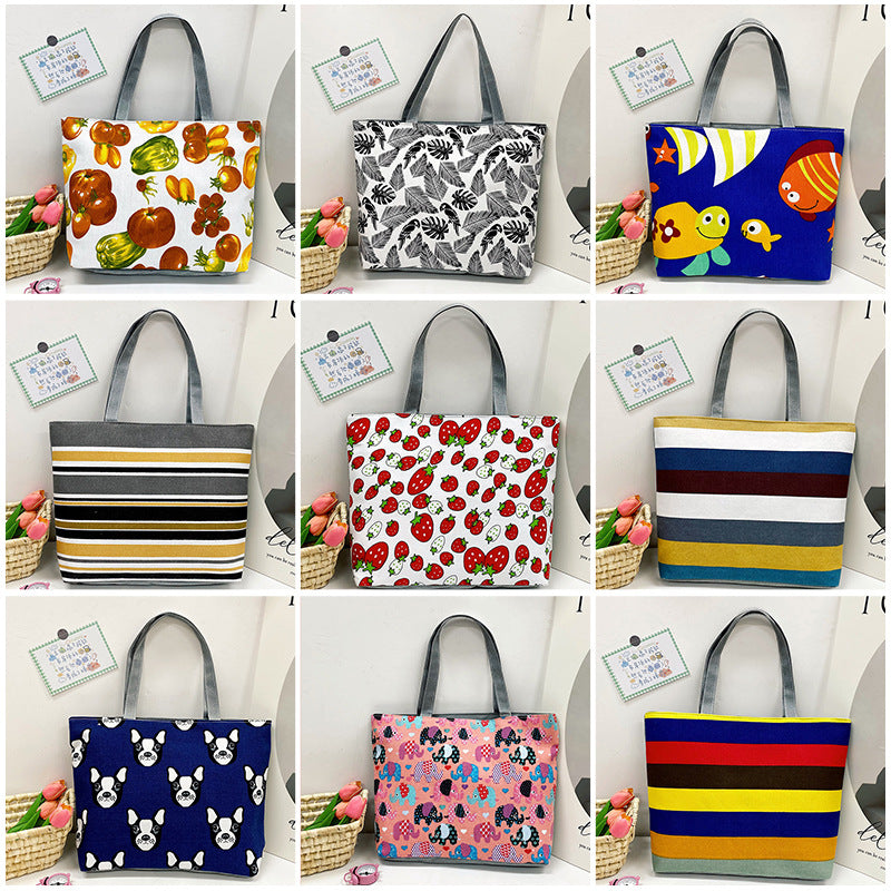 Women's Canvas Vintage Printed Big Artistic Shoulder Bags