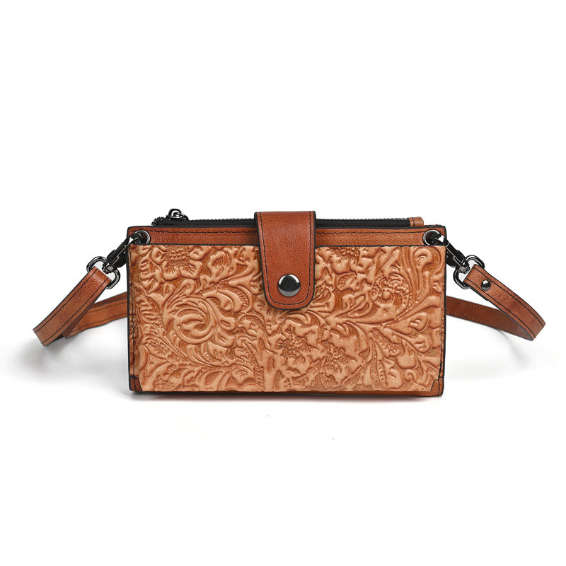 Women's Retro Long Top Layer Leather Creative Women's Messenger Bag
