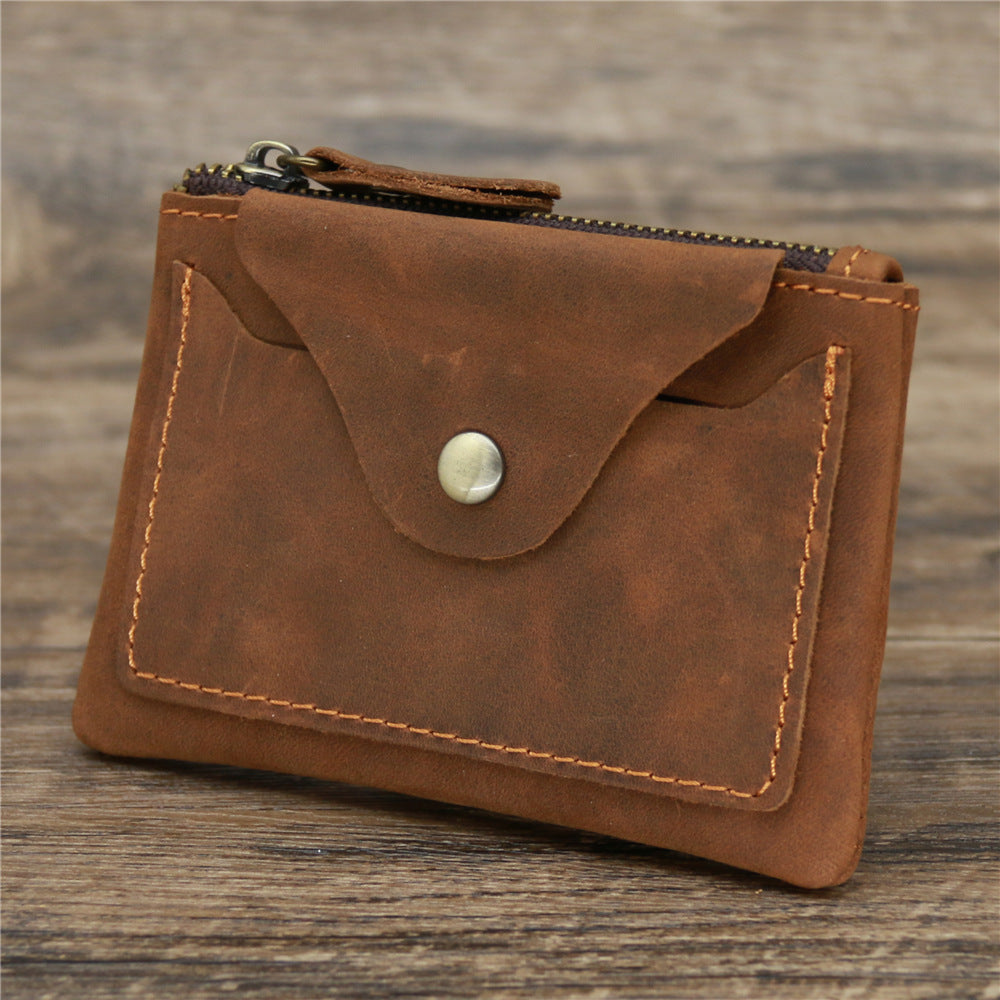 Genuine Leather Cowhide Crazy Horse Brown Card Holder