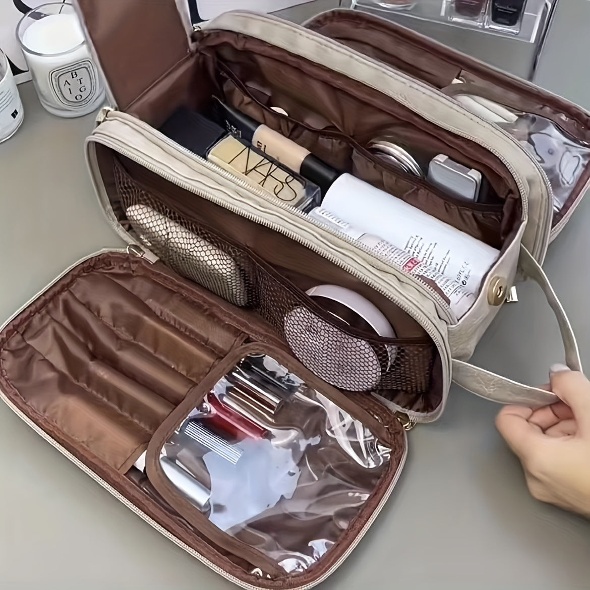 Women's Large Capacity Portable High-grade Makeup Brush Cosmetic Bags