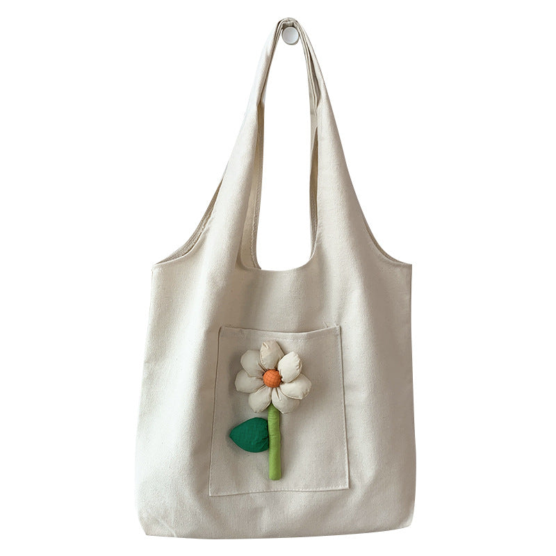 Women's Canvas Fresh Flower Artistic Colorful Red Shoulder Bags