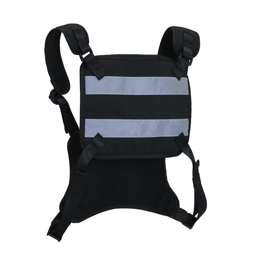Reflective Stripe Vest Night Running Hiking Men's Chest Bags