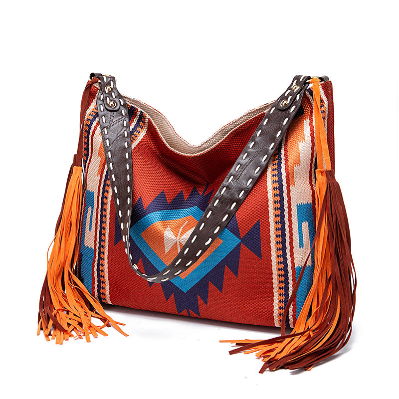 Women's Vintage Hand-woven Cotton And Linen Large Crossbody Bags