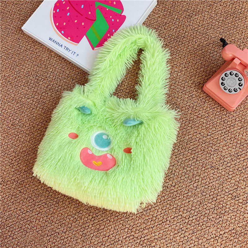 Cute Cartoon Monster Plush Large Capacity Totes Crossbody Bags