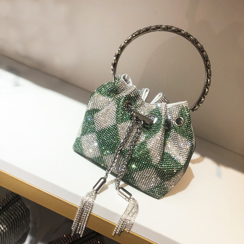 Women's Beautiful Rhinestone Round Chain Diamond Shoulder Bags