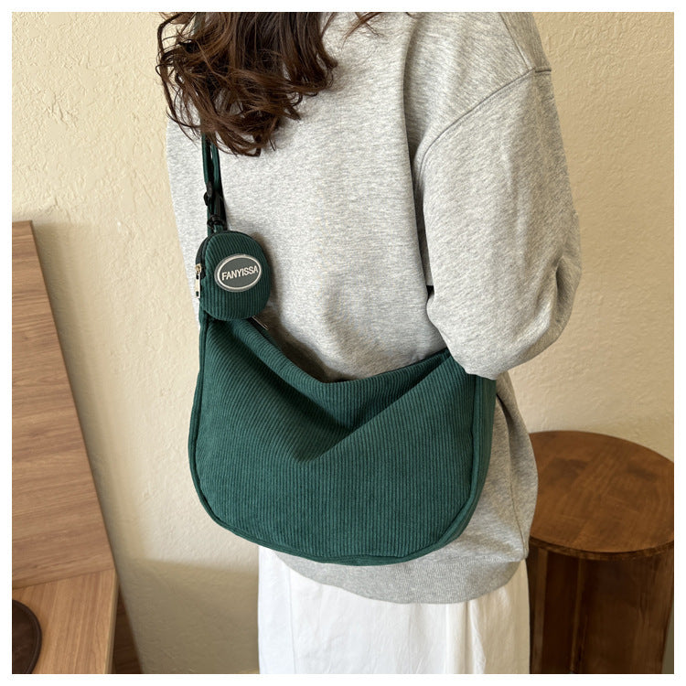 Women's Corduroy Lightweight Large Capacity Dumpling Cloth Crossbody Bags