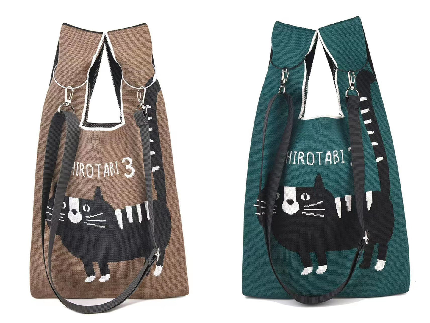 Versatile Cartoon Cat Hand Vest Knitted Handbags
