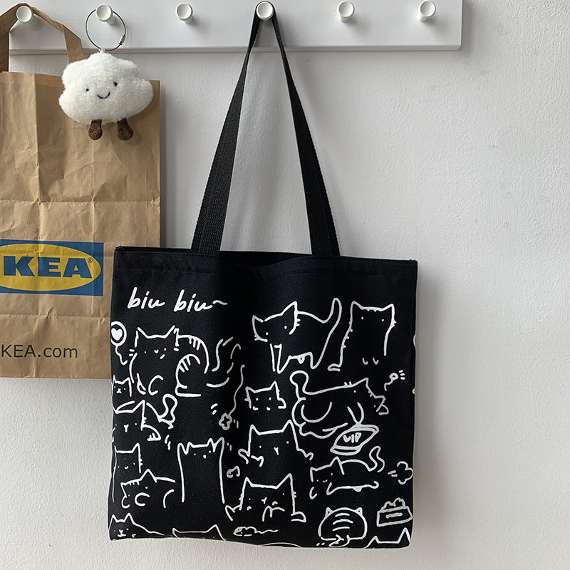 Women's Design Cute Animal Illustration Artistic Retro Large Capacity Shoulder Bags
