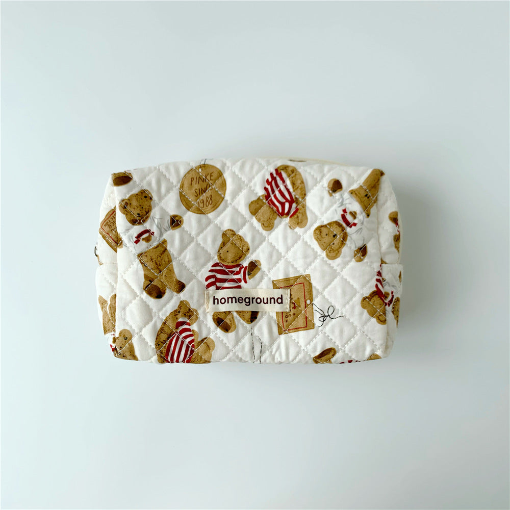 Bear Large Capacity Cotton Printing Storage Cosmetic Bags