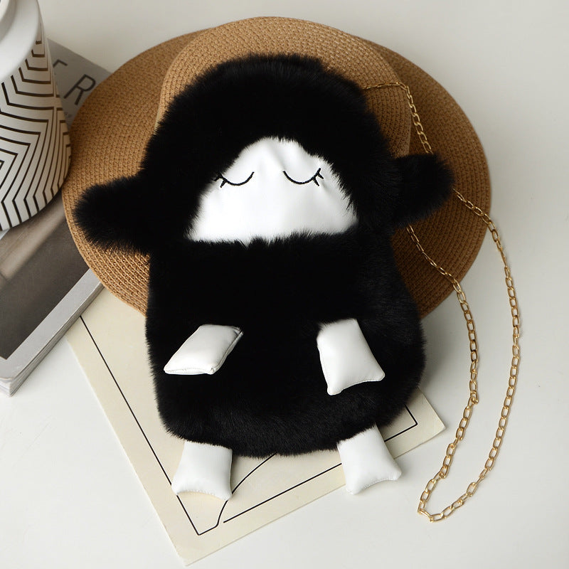 Women's Cute Lamb Fashion Furry Mobile Shoulder Bags