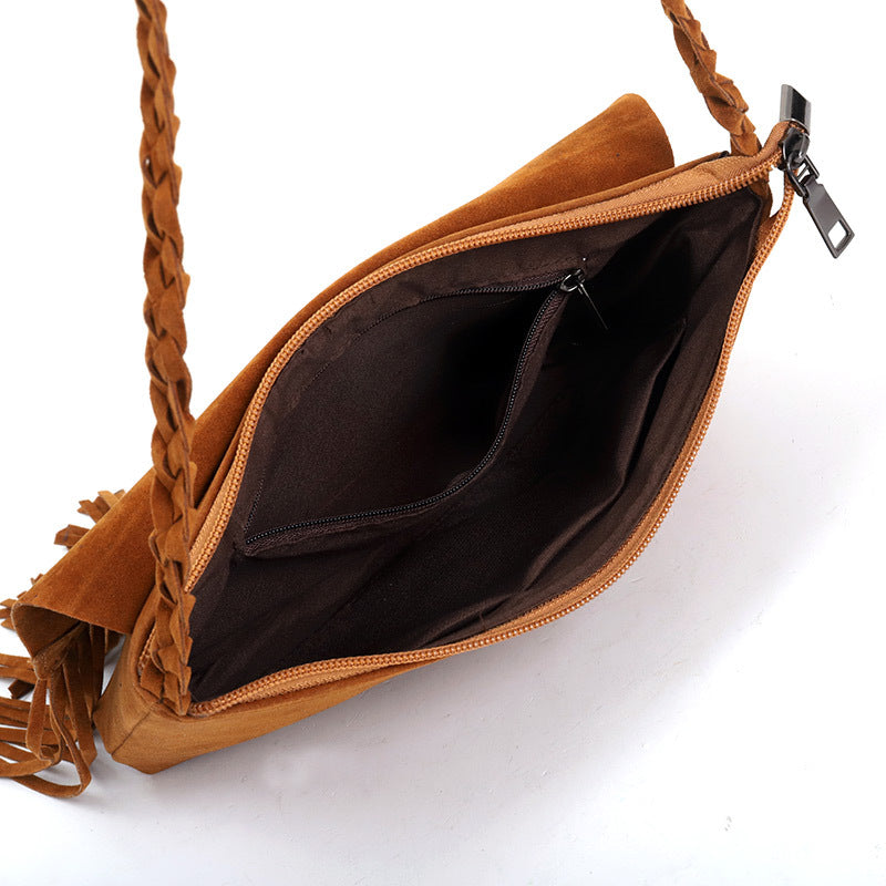 Women's Brushed Veet Trendy Tassel Fashionable Crossbody Bags