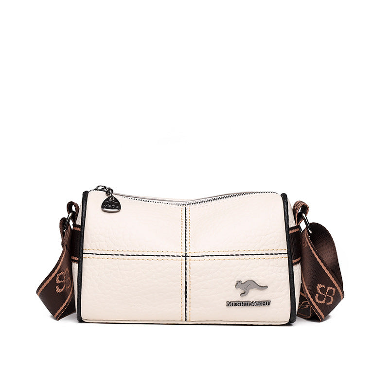 Women's Fashion Wide Strap First Layer Cowhide Crossbody Bags