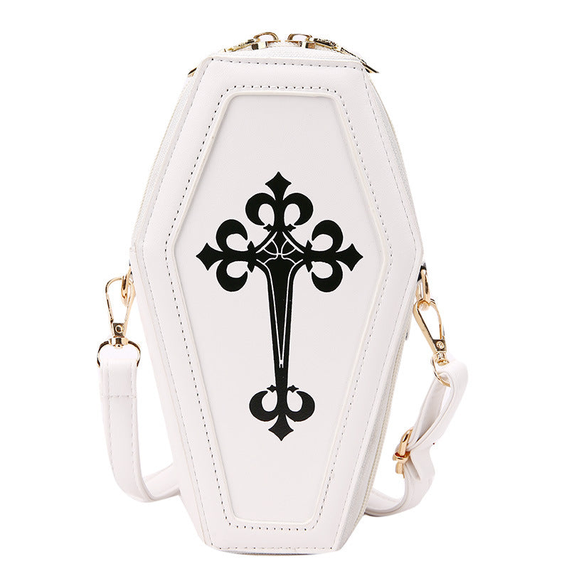 Fashion Retro Goth Personality Cross Coffin Crossbody Bags