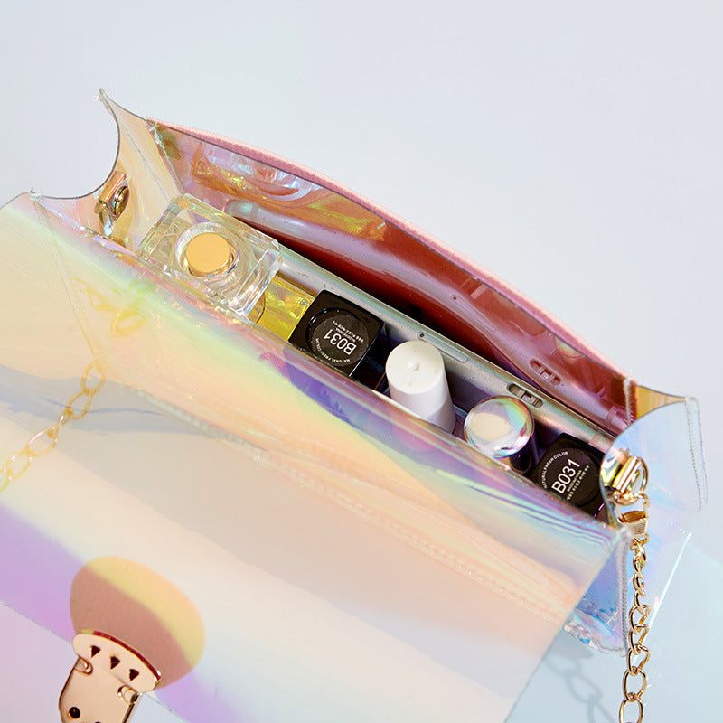 Women's Transparent Jelly Chain Fashionable Elegant Mobile Shoulder Bags