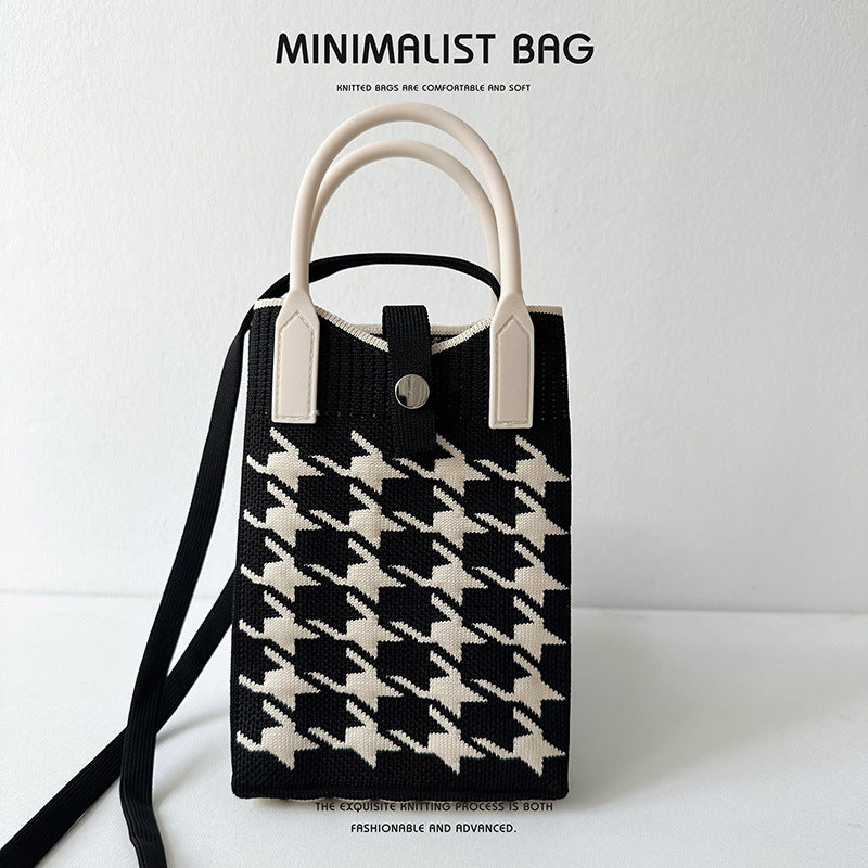 Black White Mini Knitted Mobile Korean Style Purses