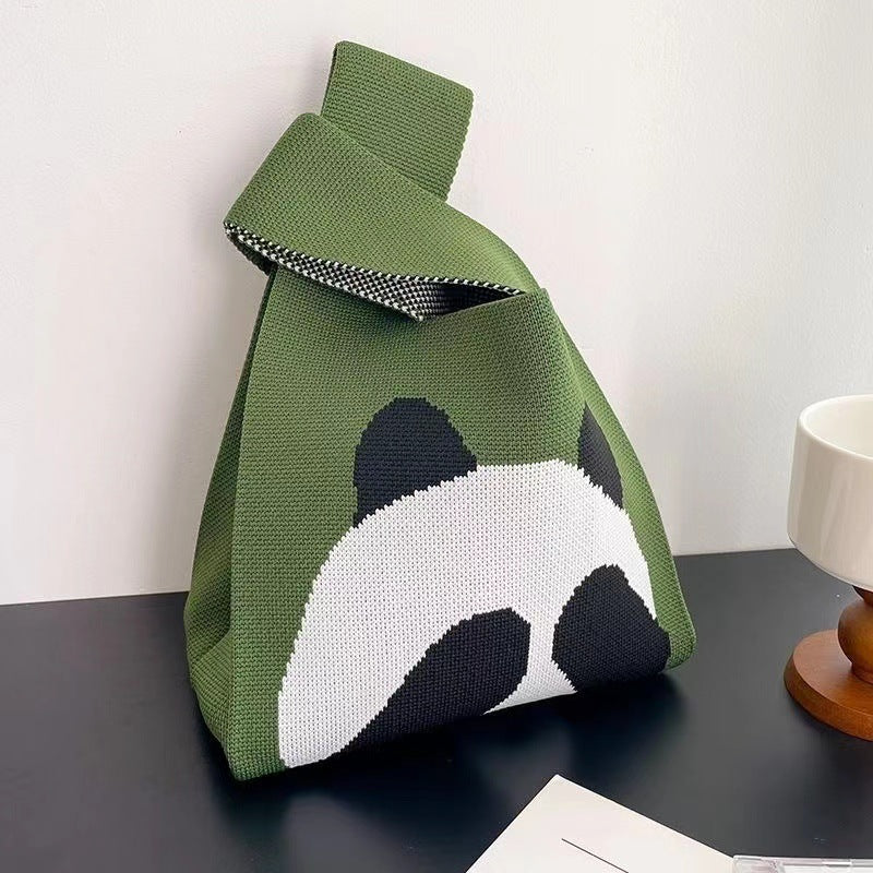 Women's Boat Festival Panda Knitted Wrist Handbags