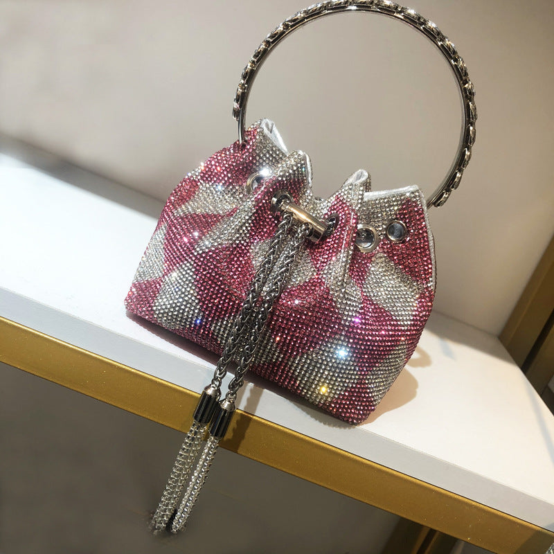 Women's Beautiful Rhinestone Round Chain Diamond Shoulder Bags