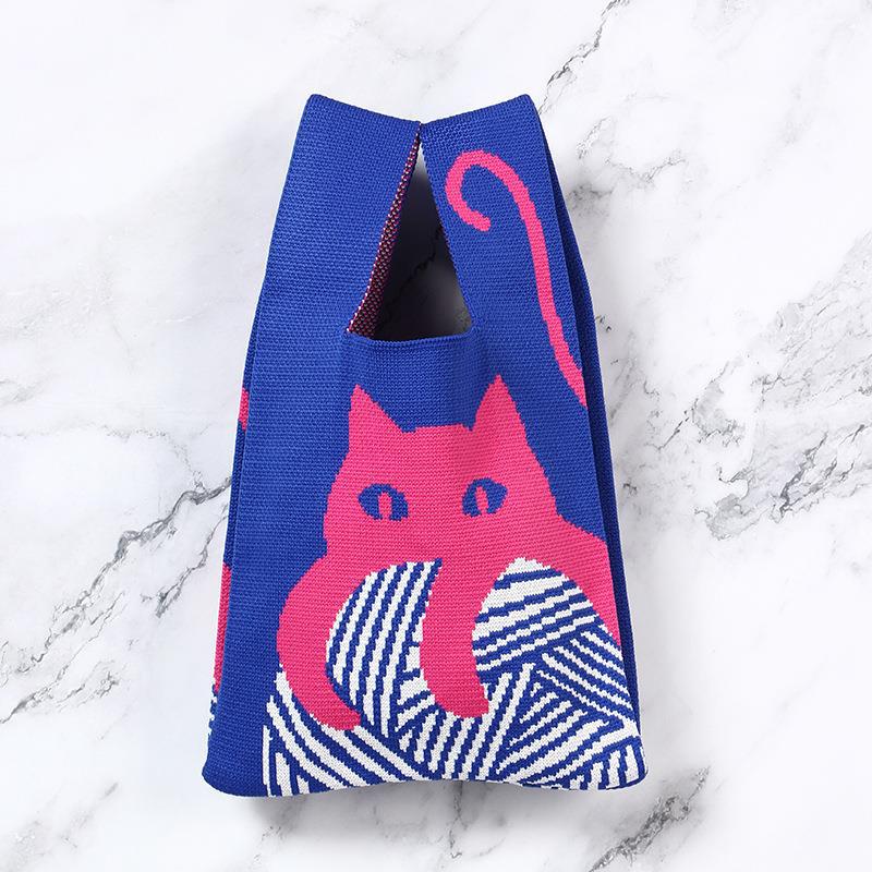 Women's Cute Cat Knitted Fashion Trendy Vest Handbags