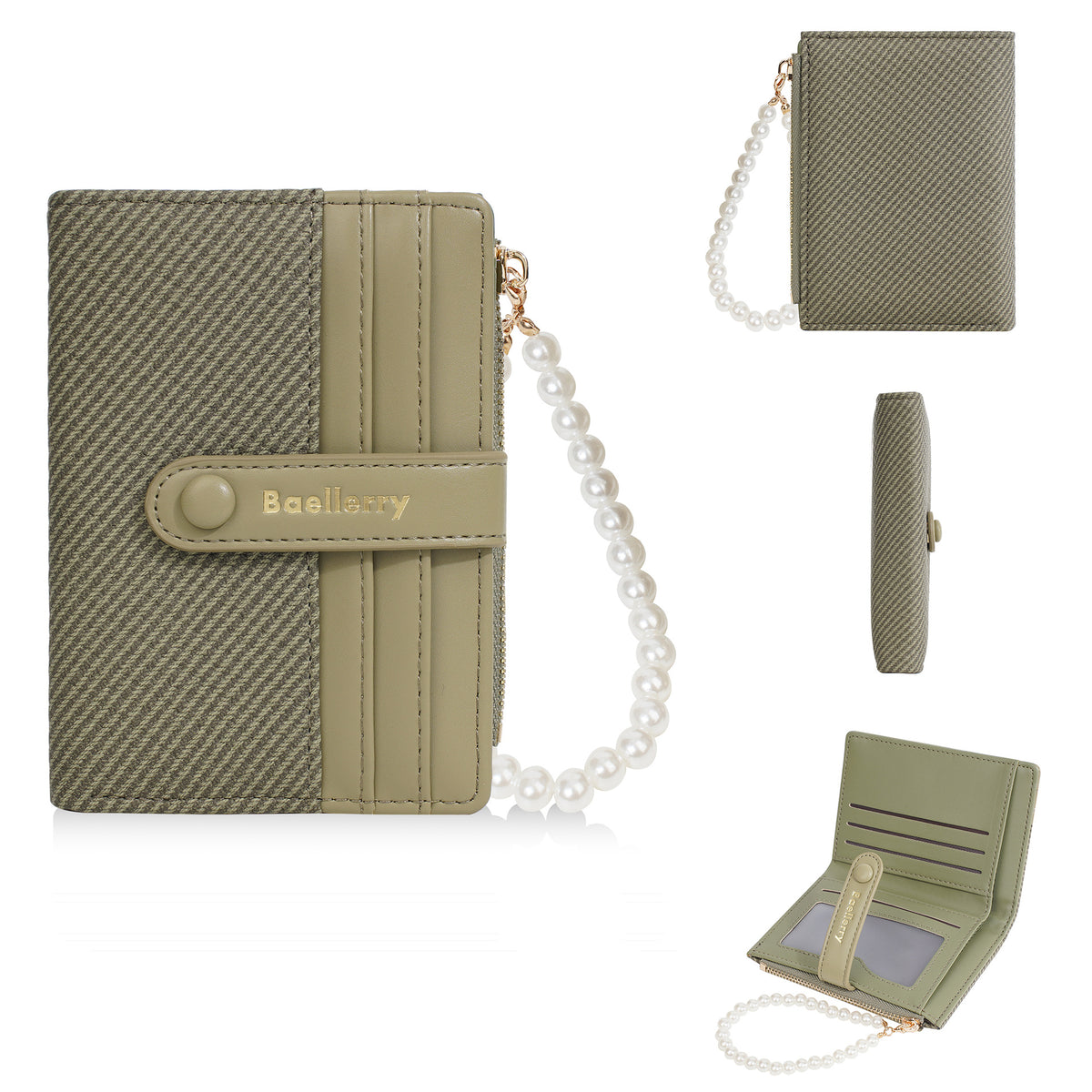 Women's Short Style Multiple Slots Pearl Bracelet Ladies Wallet