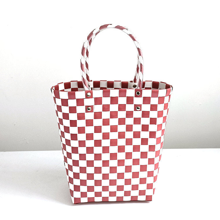 Women's Plastic Woven Knitted Basket Handmade Decorative Creative Handbags